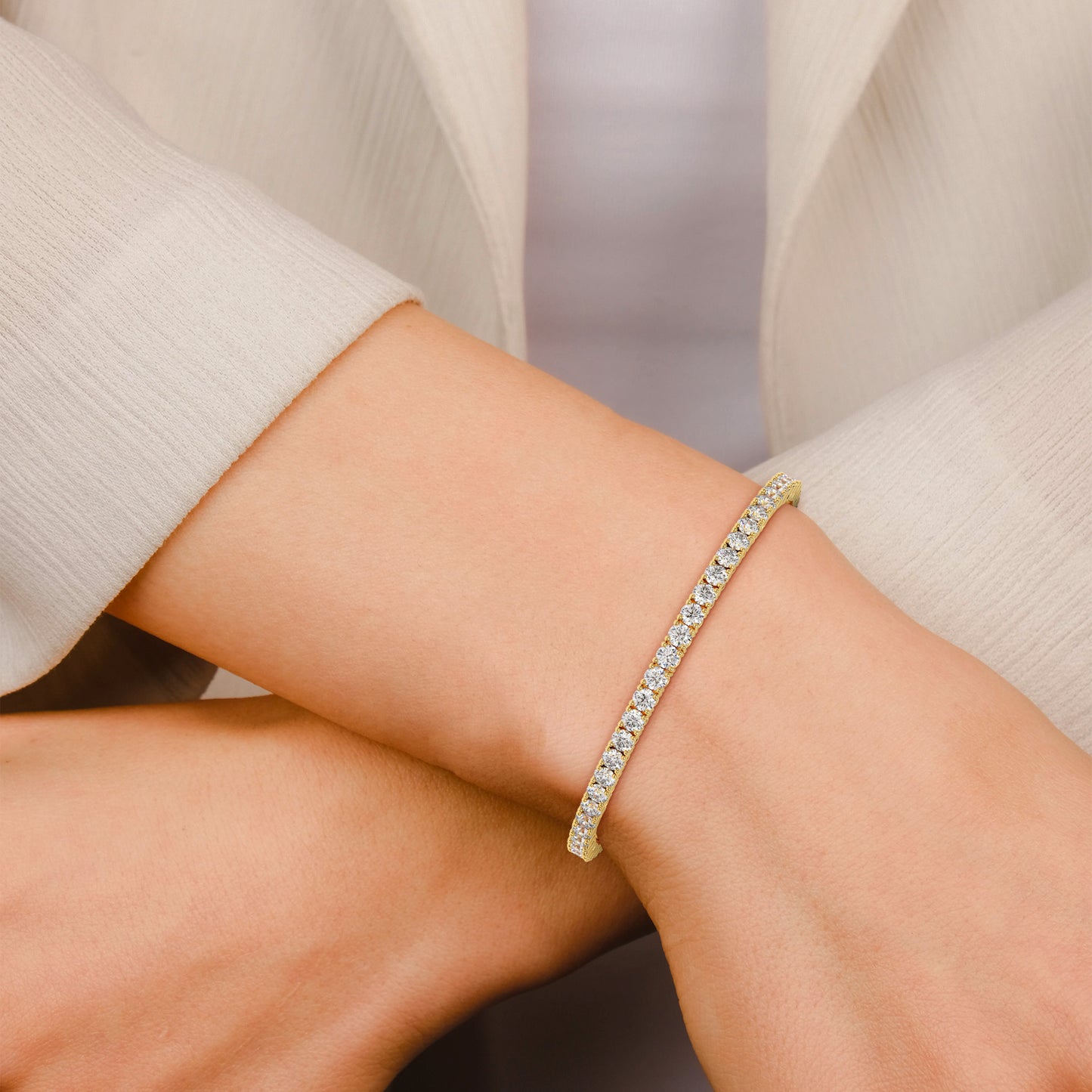 5.00 CTW Lab-Grown Diamond Tennis Bracelet – 3mm DE VS+ Rounds, 14K Gold, Multiple Lengths