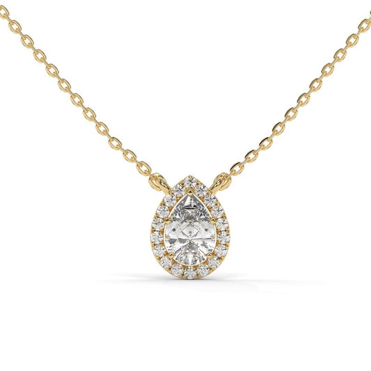 0.6 CTW Pear & Round Teardrop Lab-Grown Diamond Necklace in 14K/ 18K Gold Options