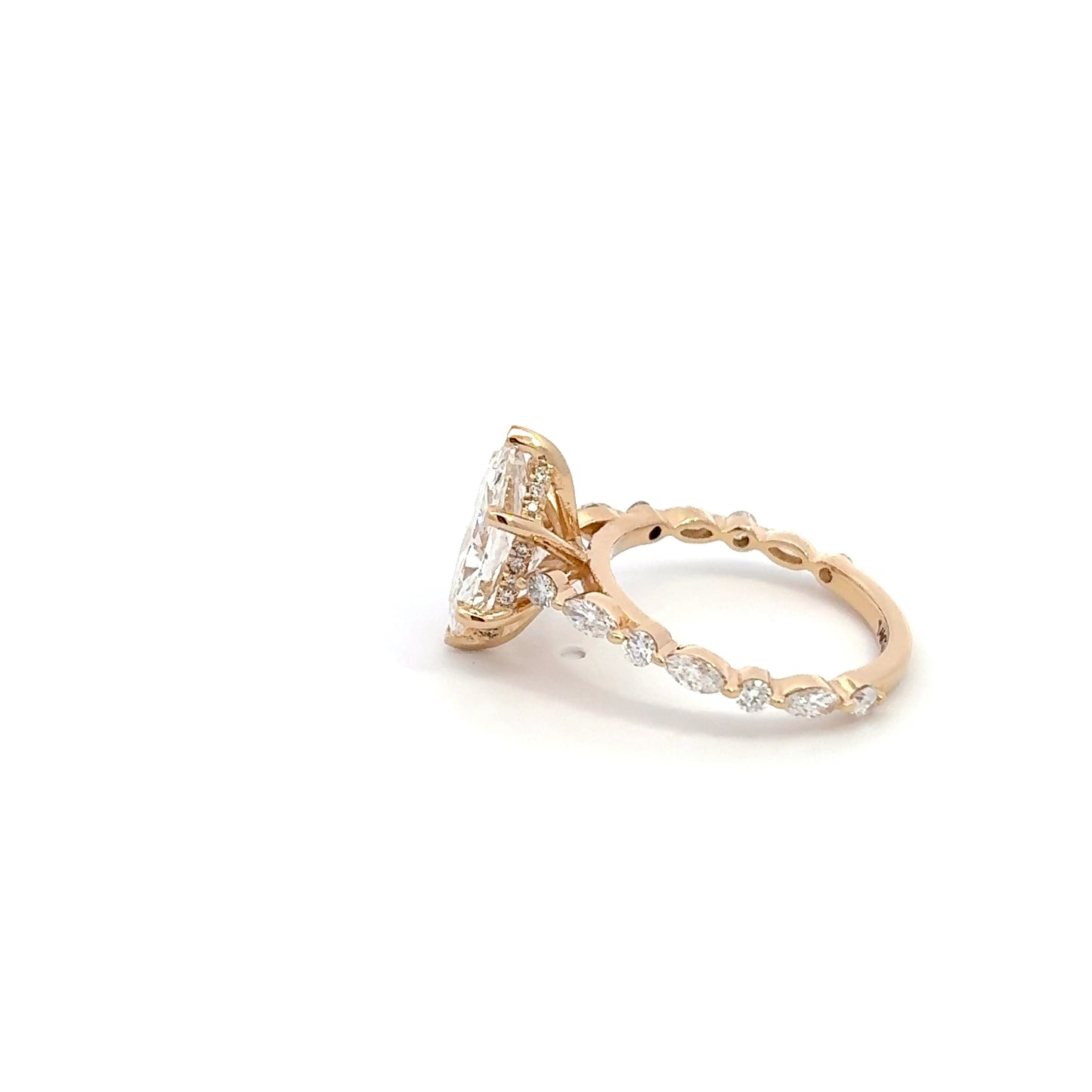 3CT Dutch Marquise Engagement Ring with Floating Cathedral Mount – 14K Gold (4CTW)