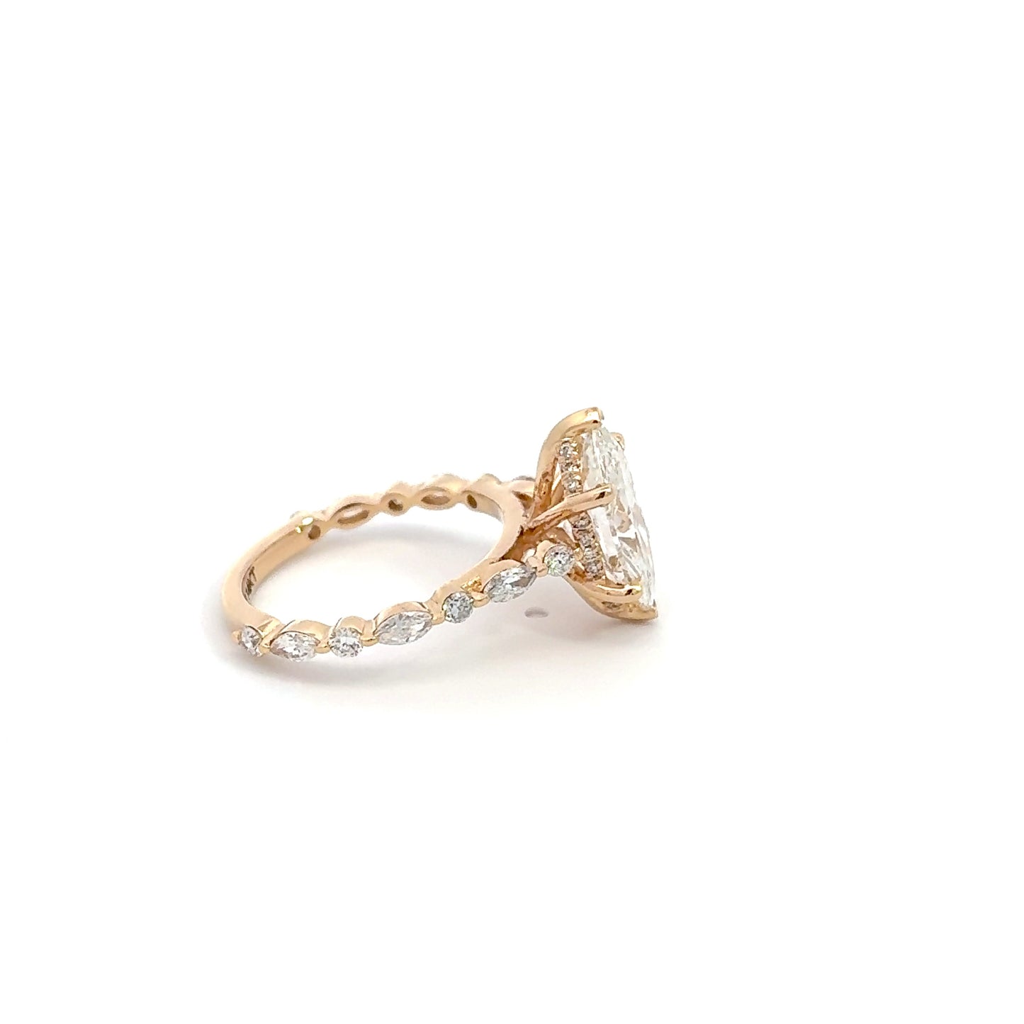 3CT Dutch Marquise Engagement Ring with Floating Cathedral Mount – 14K Gold (4CTW)