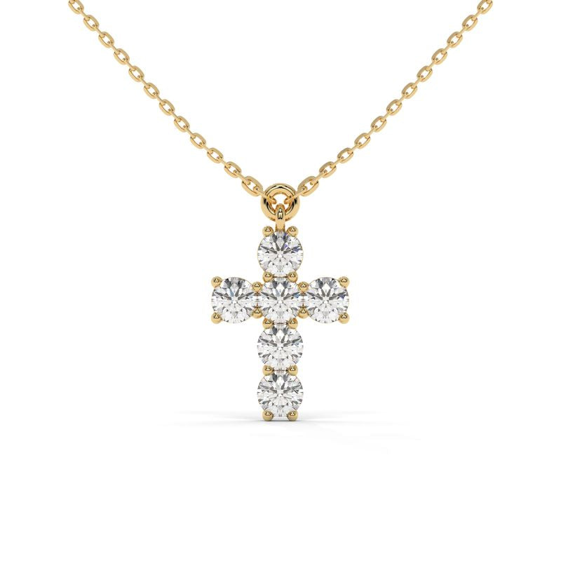1 CTW Classic Round Lab-Grown Diamond Cross Pendant in 14K / 18K Gold Options