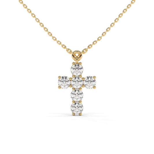 1 CTW Classic Round Lab-Grown Diamond Cross Pendant in 14K / 18K Gold Options