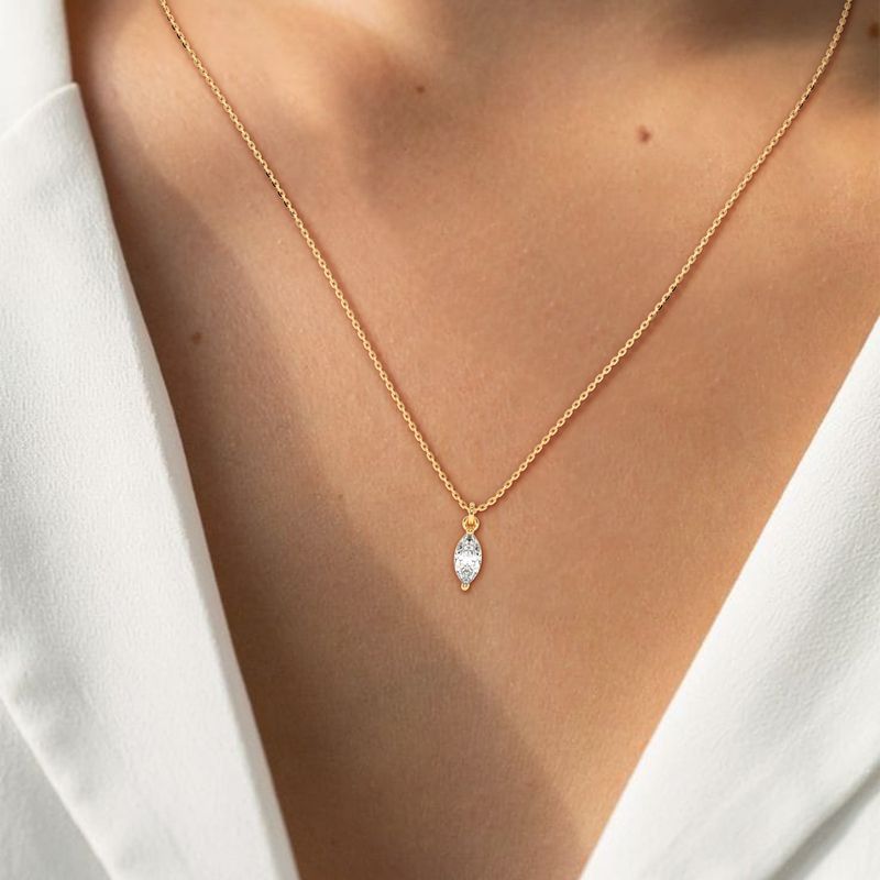 0.50 CTW Lab-Grown Diamond Marquise Link Chain Pendant in 14K / 18K Gold Options