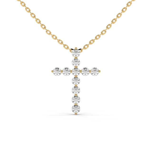 0.275 CTW Round Lab-Grown Diamond Cross Pendant in 14K / 18K Gold Options