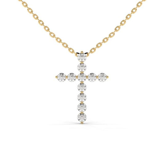 0.275 CTW Round Lab-Grown Diamond Cross Pendant in 14K / 18K Gold Options