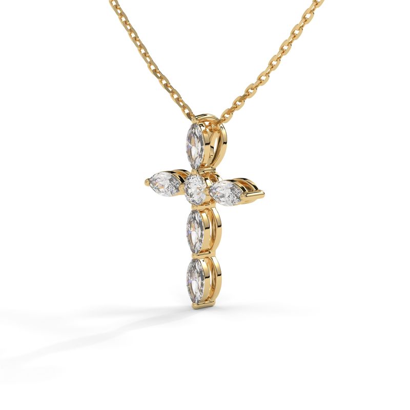 0.37 CTW Round & Marquise Lab-Grown Diamond Cross Pendant in 14K / 18K Gold Options