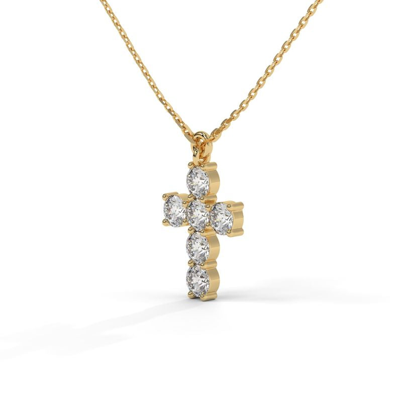 1 CTW Classic Round Lab-Grown Diamond Cross Pendant in 14K / 18K Gold Options