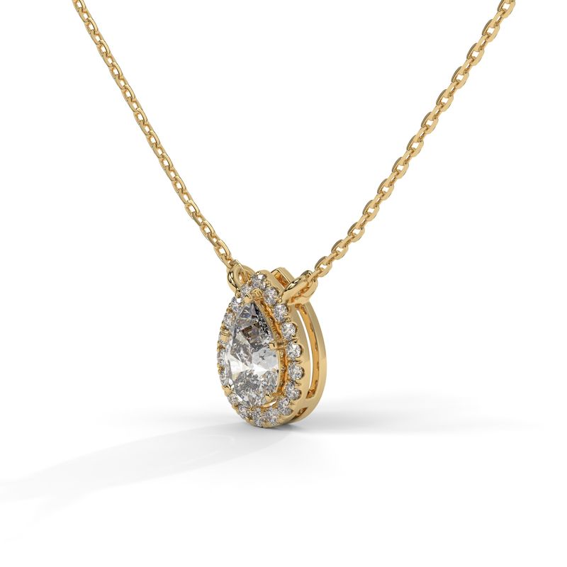 0.6 CTW Pear & Round Teardrop Lab-Grown Diamond Necklace in 14K/ 18K Gold Options