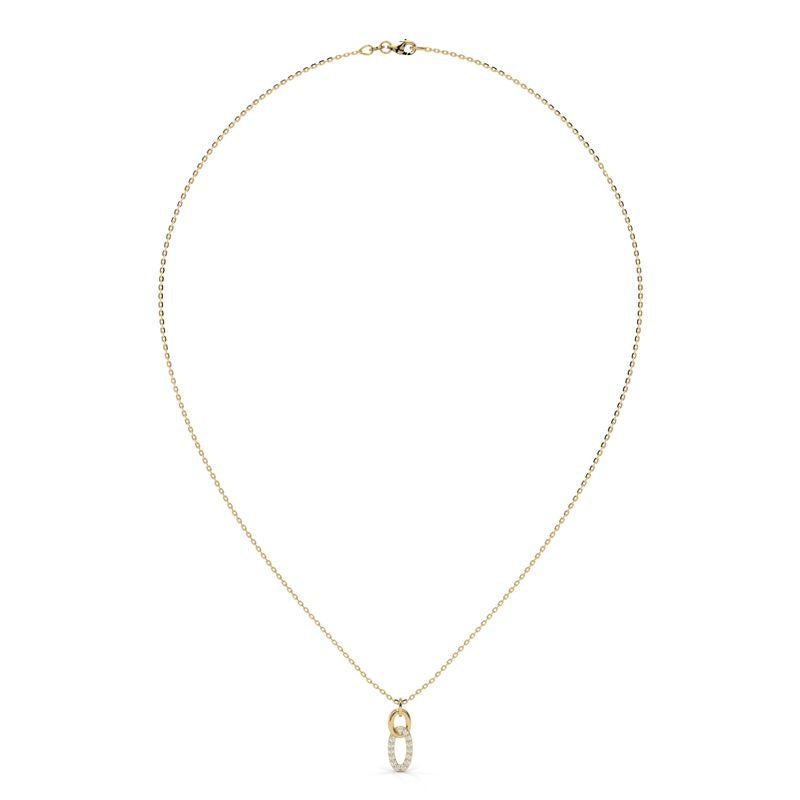 0.084 CTW Pavé Diamond Link Charm Necklace – 14K / 18K Gold Options