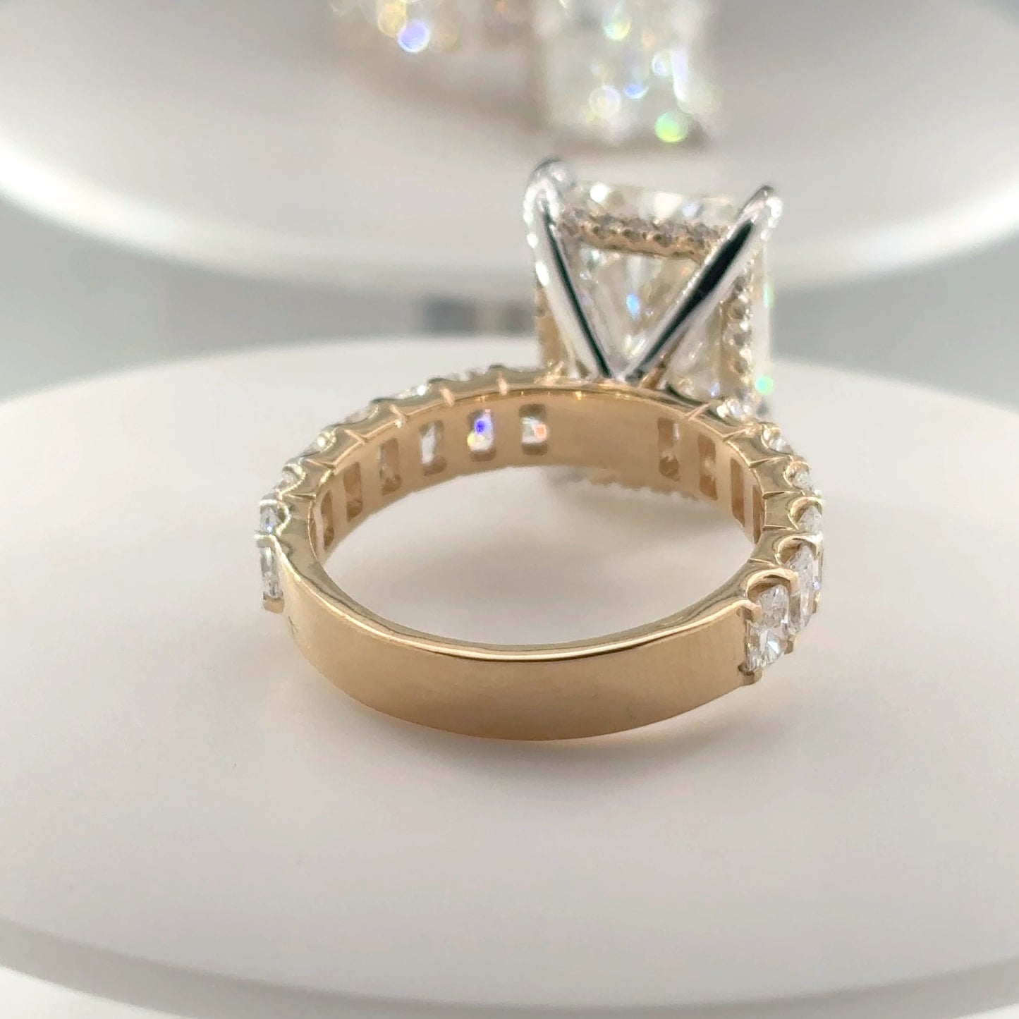 The Kallista - 8.5 CTW - 6.5CT Radiant Center Stone -  2CT Radiant 3/4 Eternity Band - 14K Gold