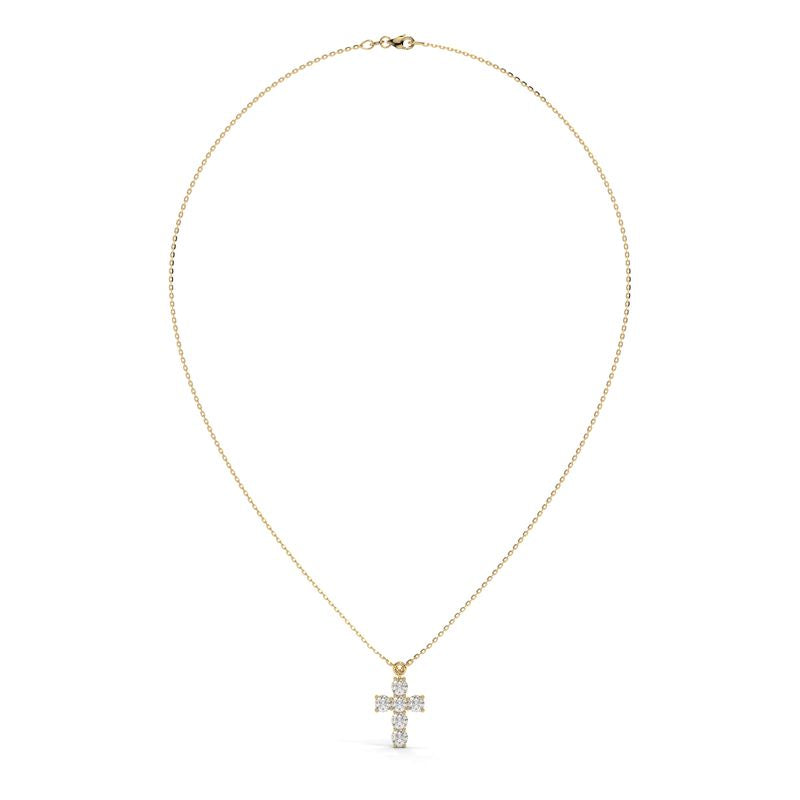 1 CTW Classic Round Lab-Grown Diamond Cross Pendant in 14K / 18K Gold Options