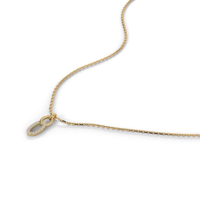 0.084 CTW Pavé Diamond Link Charm Necklace – 14K / 18K Gold Options