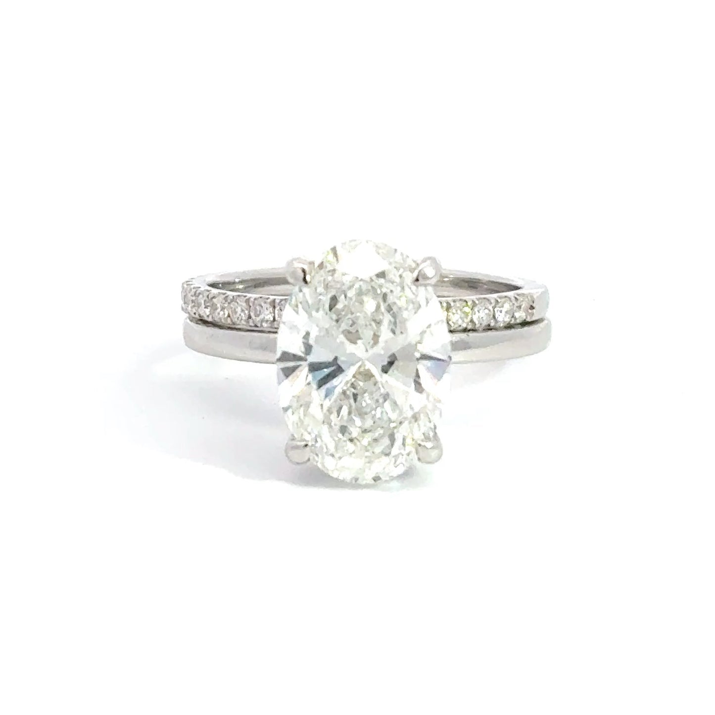 4CT OVAL WEDDING SET - 14K White - READY TO SHIP