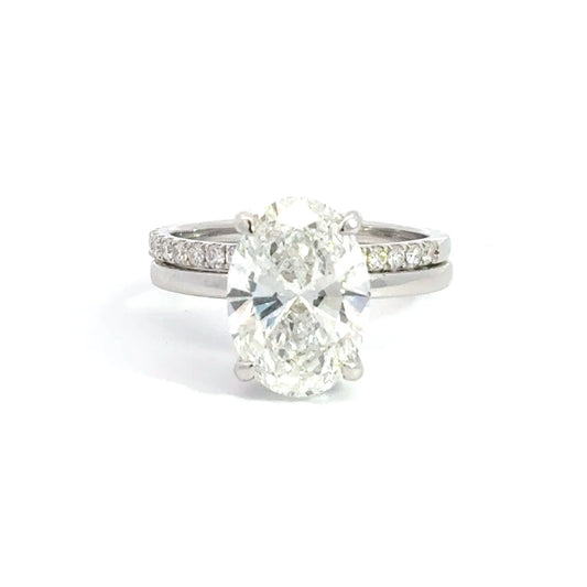 4CT OVAL WEDDING SET - 14K White - READY TO SHIP
