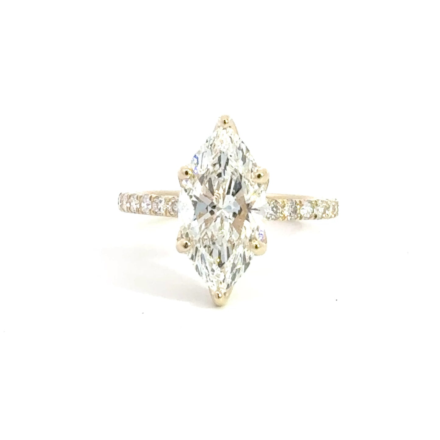 3CT MARQUISE - TULIP HEAD - Hidden Halo - Half Pave - 14K YELLOW GOLD - Ready to Ship