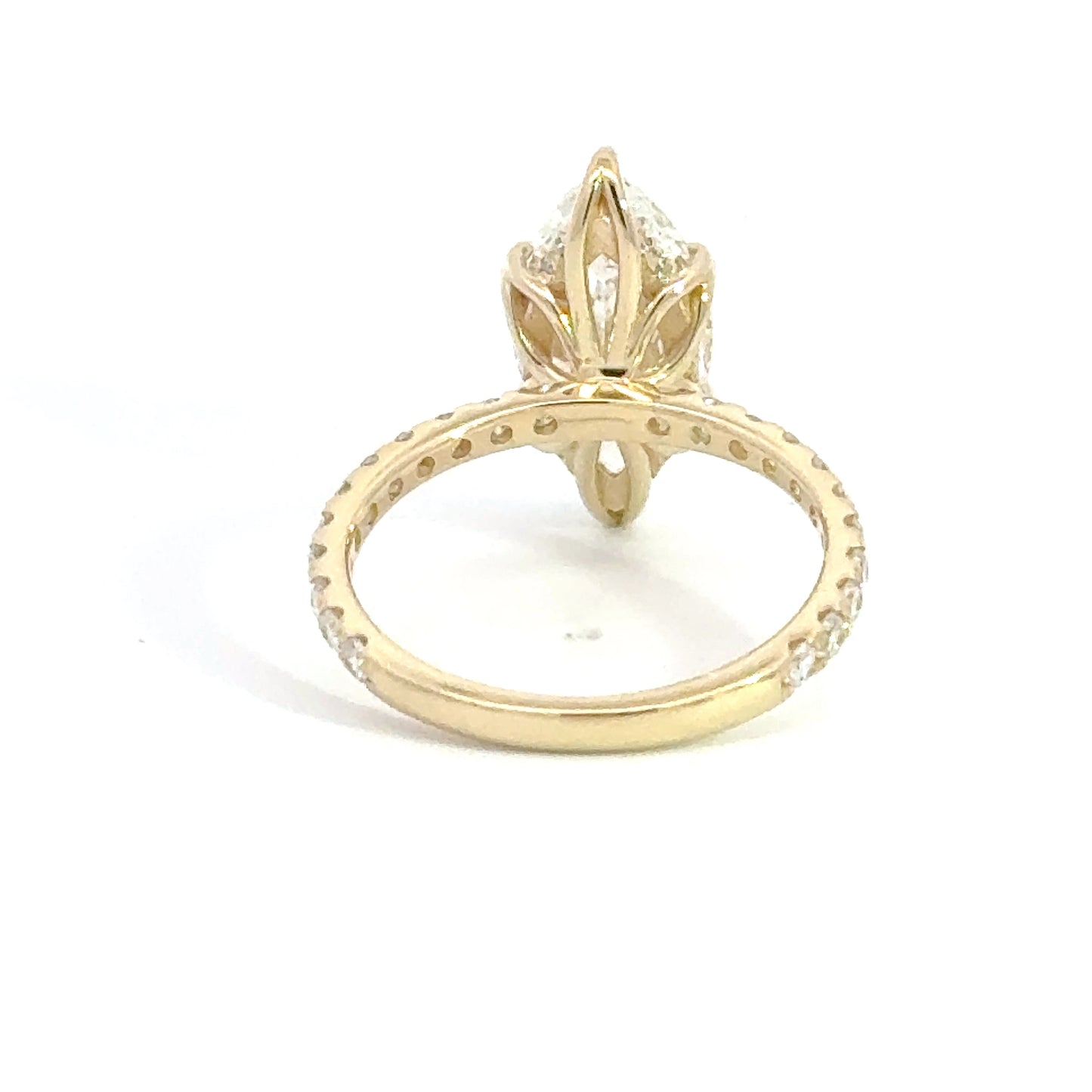 3CT MARQUISE - TULIP HEAD - Hidden Halo - Half Pave - 14K YELLOW GOLD - Ready to Ship