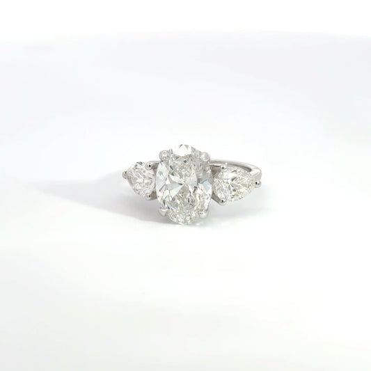 4.75CTW Oval + Pear Lab Diamond Ring