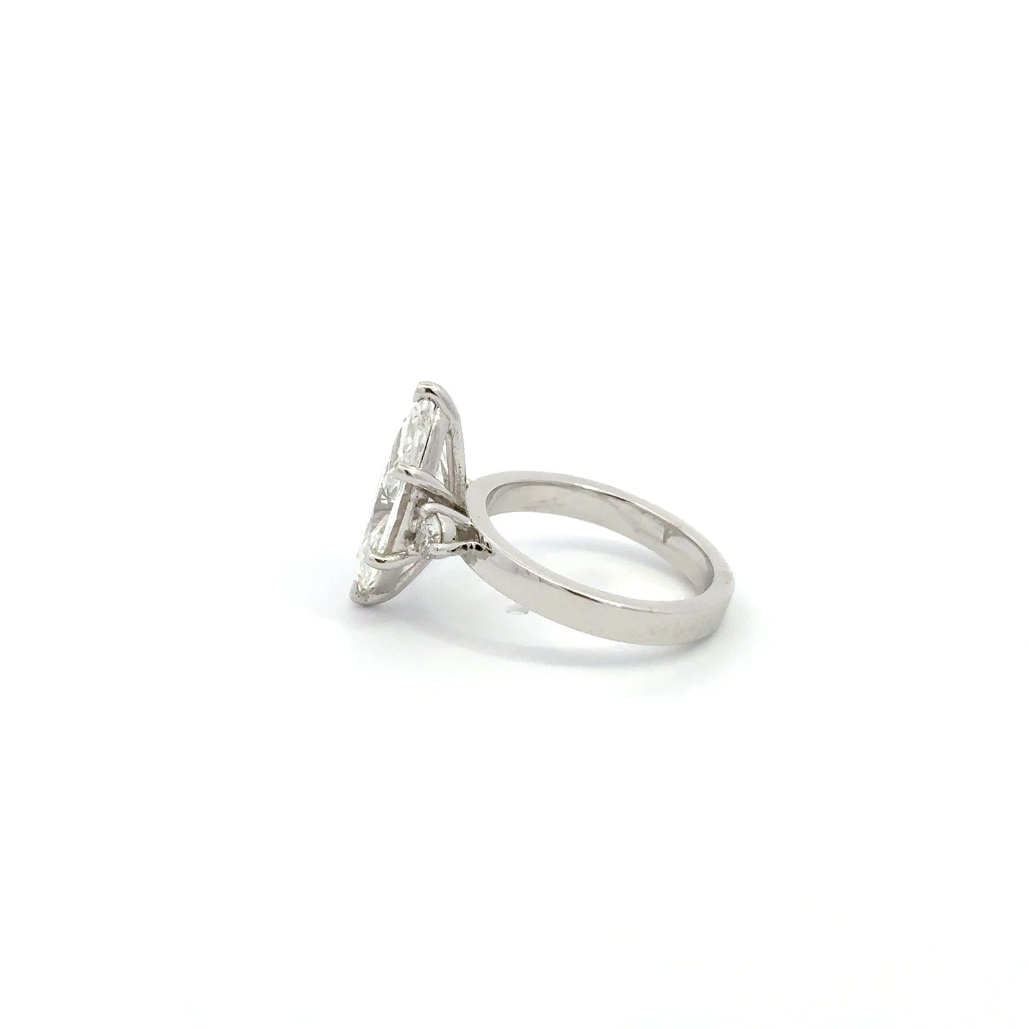 3CT Marquise E VVS2 Lab Diamond Ring with Round Side Stones – 14K White Gold