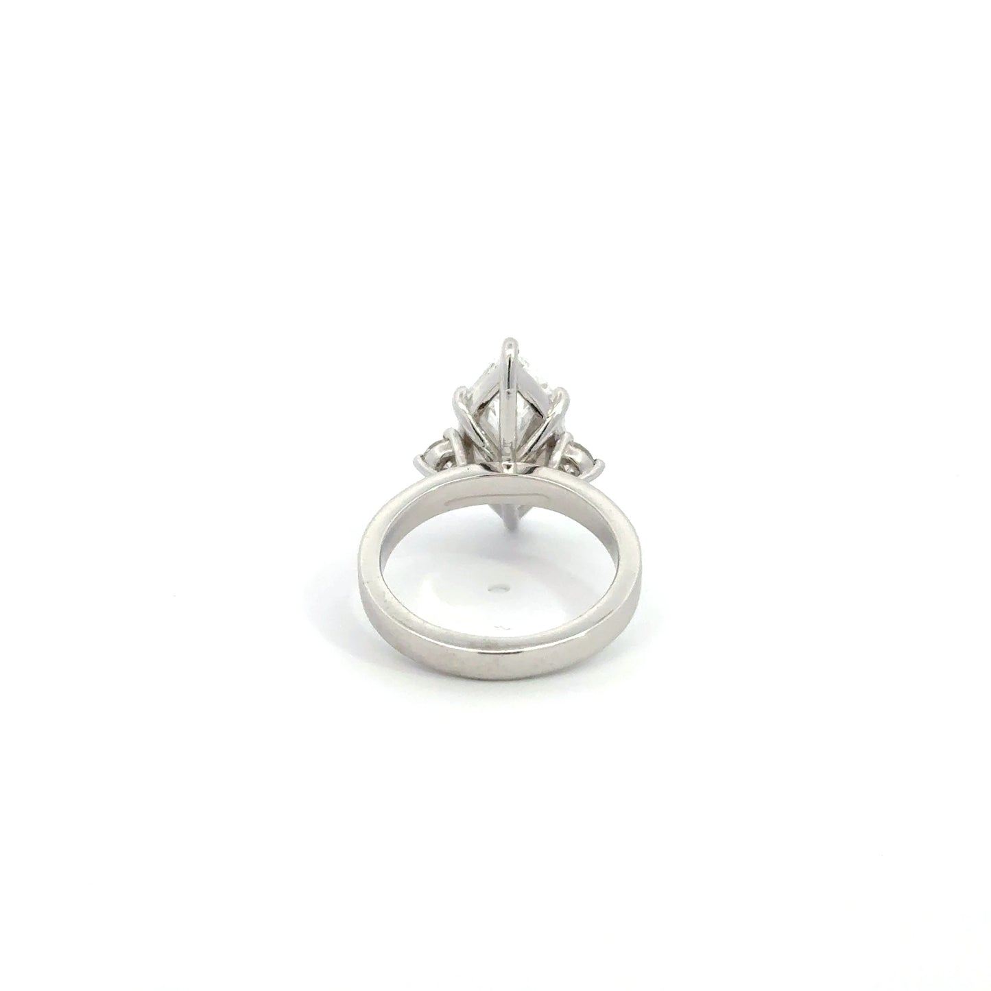 3CT Marquise E VVS2 Lab Diamond Ring with Round Side Stones – 14K White Gold