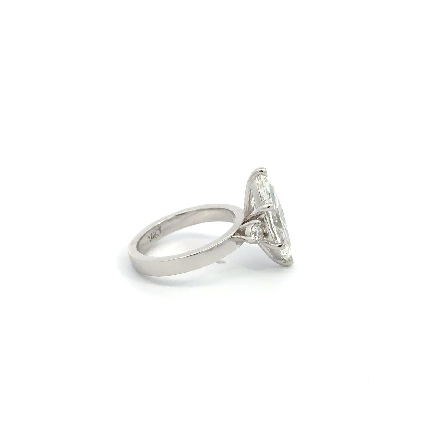 3CT Marquise E VVS2 Lab Diamond Ring with Round Side Stones – 14K White Gold