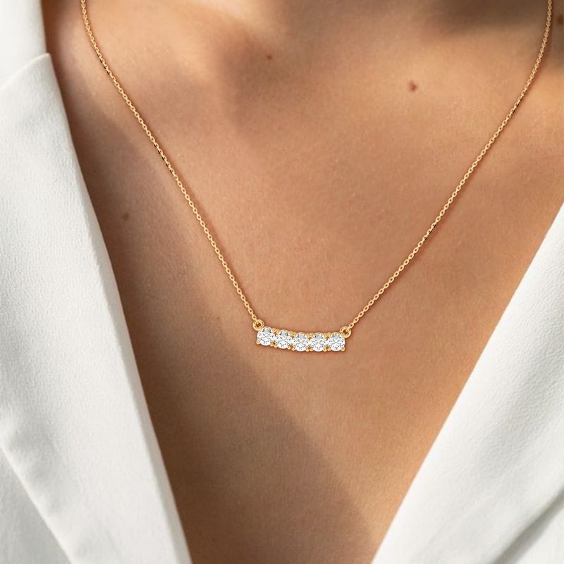 1.50 CTW Round Lab-Grown Diamond 5 Stone Pendant in 14K / 18K Gold Options