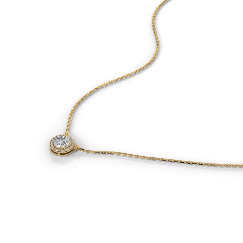 1 CTW Round Lab-Grown Diamond Halo Pendant in 14K / 18K Gold Options