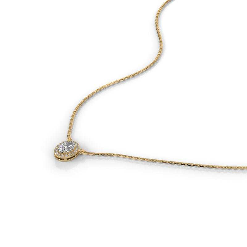 0.6 CTW Oval Halo Lab-Grown Diamond Necklace in 14K / 18K Gold Options