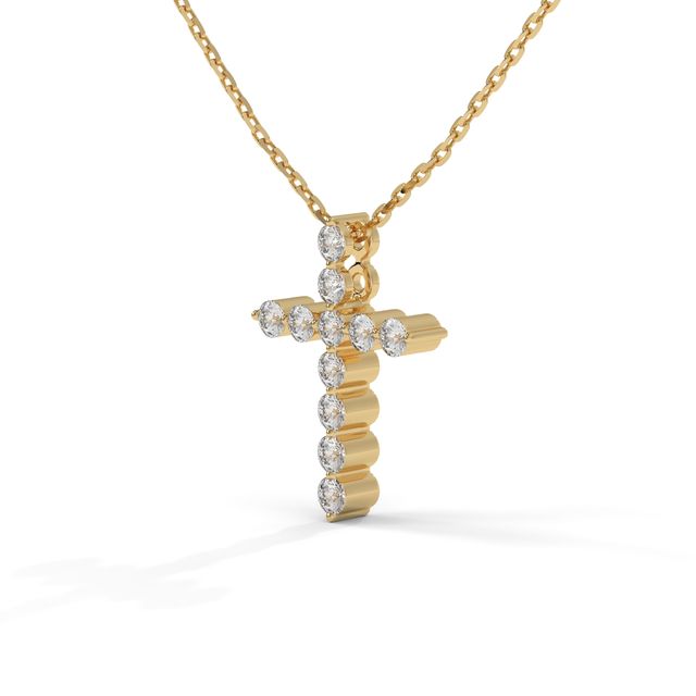 0.275 CTW Round Lab-Grown Diamond Cross Pendant in 14K / 18K Gold Options