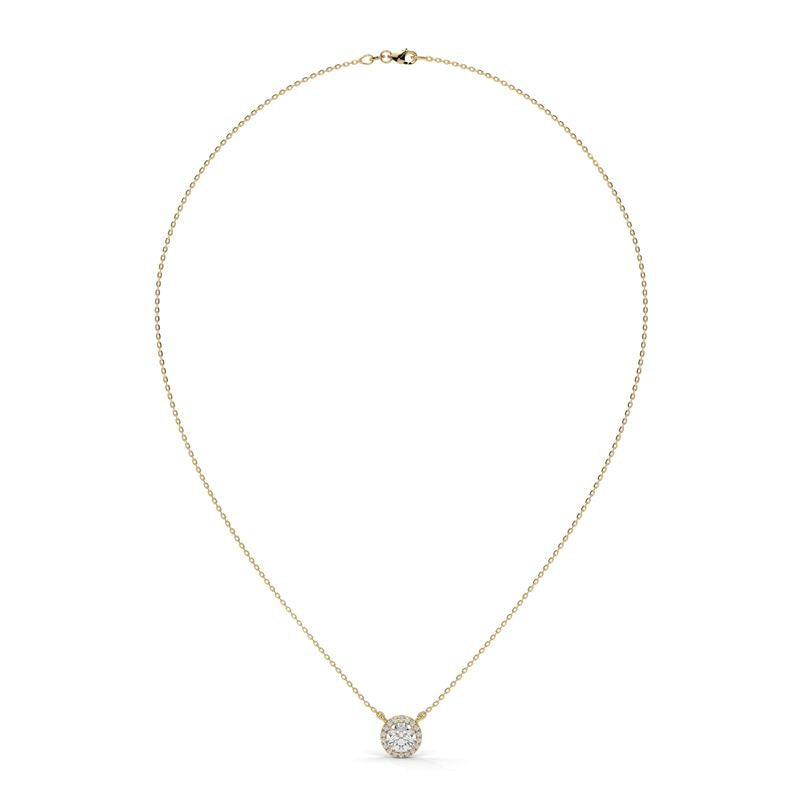 1 CTW Round Lab-Grown Diamond Halo Pendant in 14K / 18K Gold Options