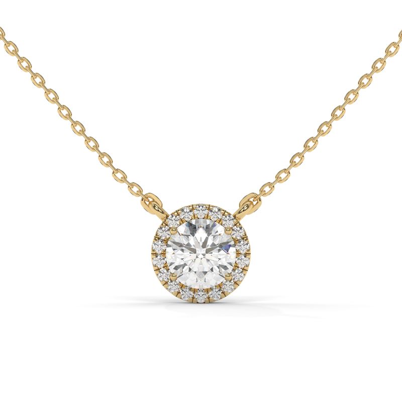 1 CTW Round Lab-Grown Diamond Halo Pendant in 14K / 18K Gold Options