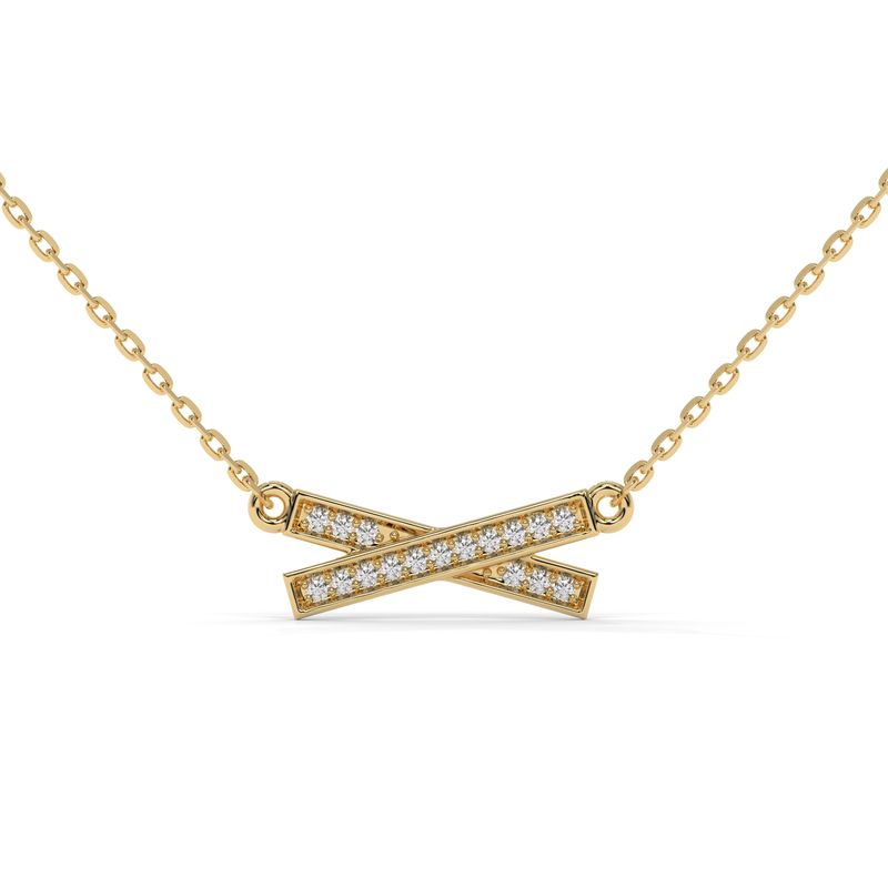 0.068 CTW Round Lab-Grown Diamond X-Shaped Pendant in 14K / 18K Gold Options