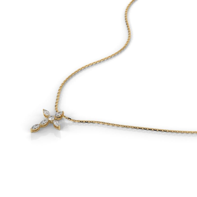 0.37 CTW Round & Marquise Lab-Grown Diamond Cross Pendant in 14K / 18K Gold Options