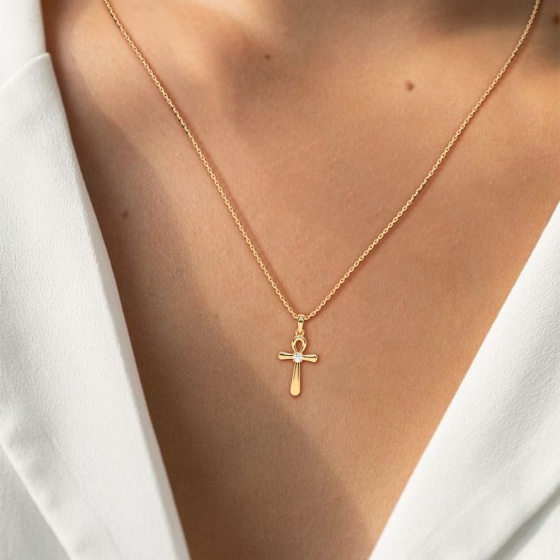0.04 CTW Egyptian Ankh Lab-Grown Diamond Pendant in 14K / 18K Gold Options