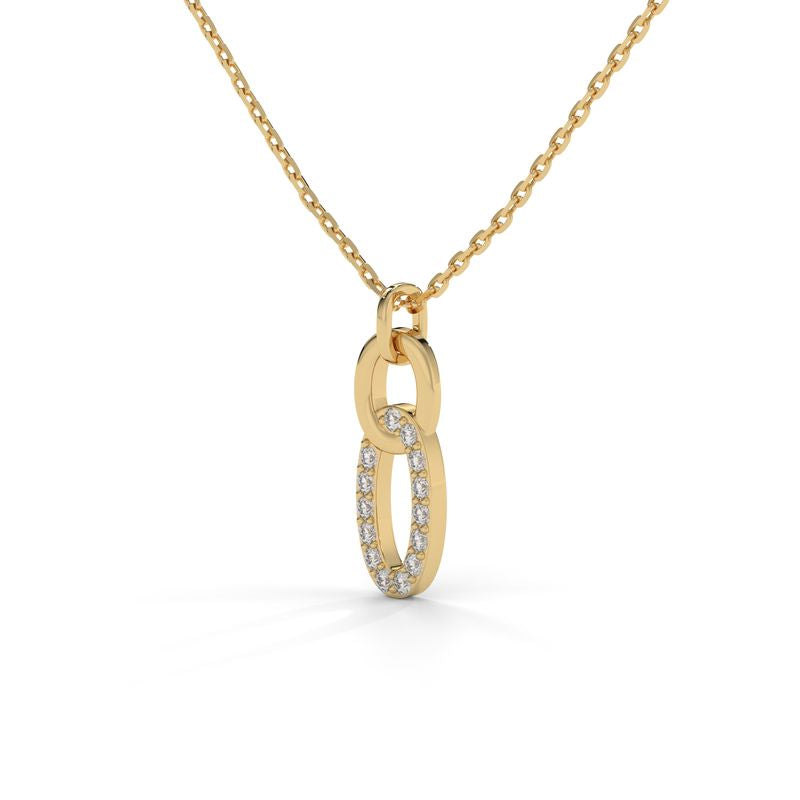 0.084 CTW Pavé Diamond Link Charm Necklace – 14K / 18K Gold Options