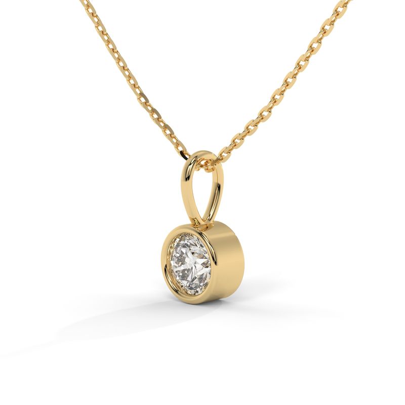 0.50 CTW Round Lab-Grown Diamond Bezel Pendant in 14K / 18K Yellow Gold Options