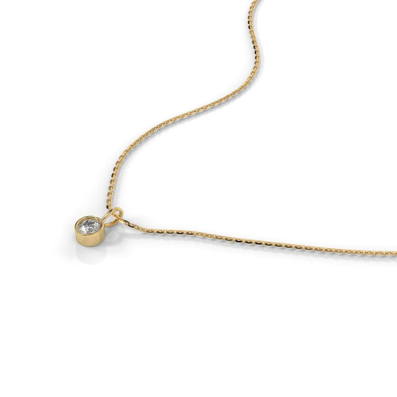 0.50 CTW Round Lab-Grown Diamond Bezel Pendant in 14K / 18K Yellow Gold Options
