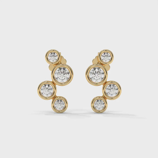 0.45 CTW Round Lab-Grown Diamond Bezel-Set Stud Earrings – E–F VS1/VS2, 14K / 18K Gold Options