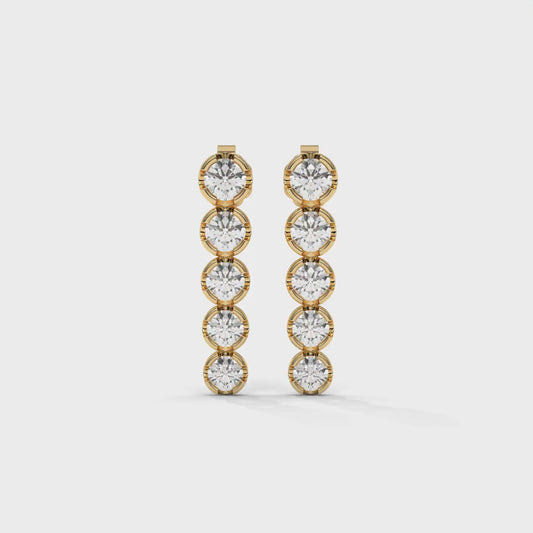 Line Lab-Grown Diamond Pave Stud Earrings – E–F VS1/VS2, 14K / 18K Gold Options