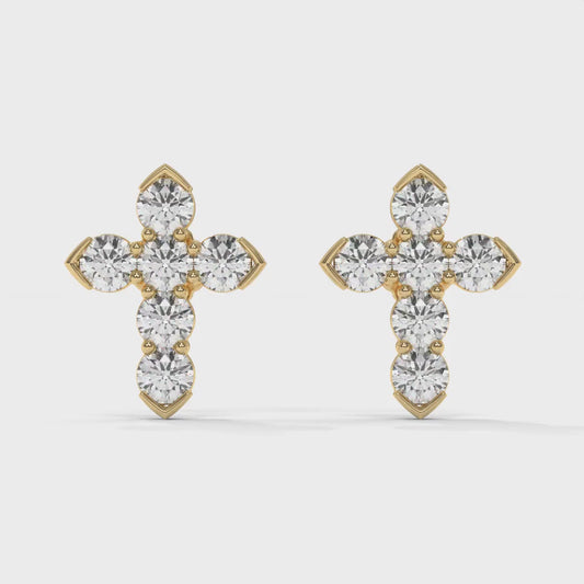 Cross Lab-Grown Diamond Pave Stud Earrings – E–F VS1/VS2, 14K / 18K Gold Options