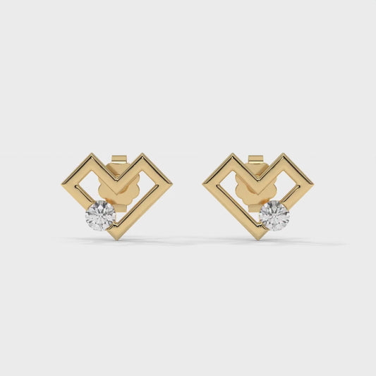 Square Heart Lab-Grown Diamond Pave-Set Stud Earrings – E–F VS1/VS2, 14K / 18K Gold Options