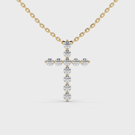 0.275 CTW Round Lab-Grown Diamond Cross Pendant in 14K / 18K Gold Options