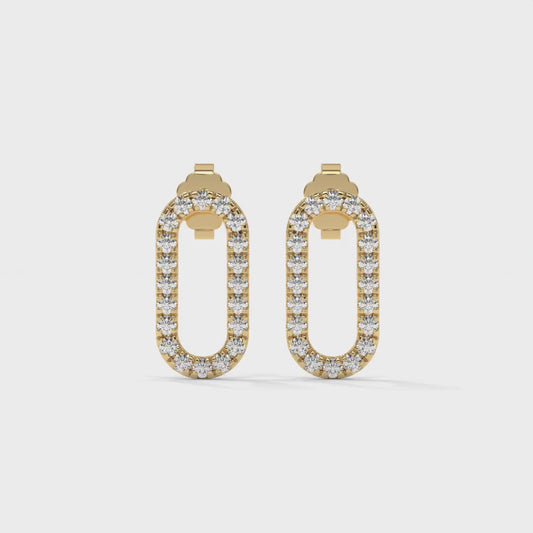 Paper Clip Lab-Grown Diamond Pave-Set Earrings – E–F VS1/VS2, 14K / 18K Gold Options