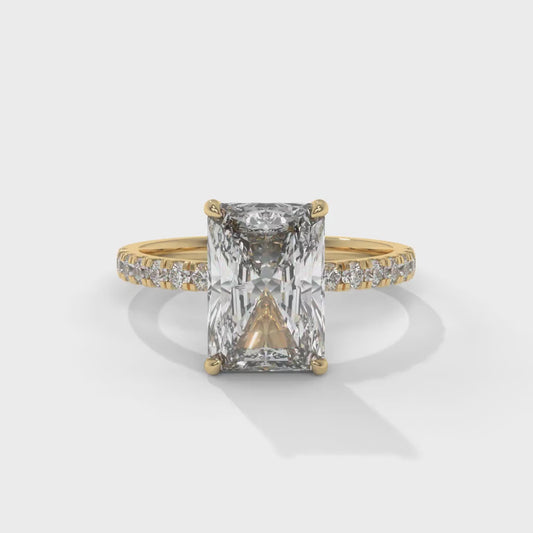 3.87 CTW Radiant Lab-Grown Diamond Engagement Ring – 3.50 CT E VVS2 Center with Round Accents, 14K Gold