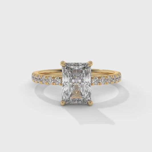 2.30 CTW Radiant Lab-Grown Diamond Engagement Ring – 2.00 CT E VVS2 Center with Round Accents, 14K Gold