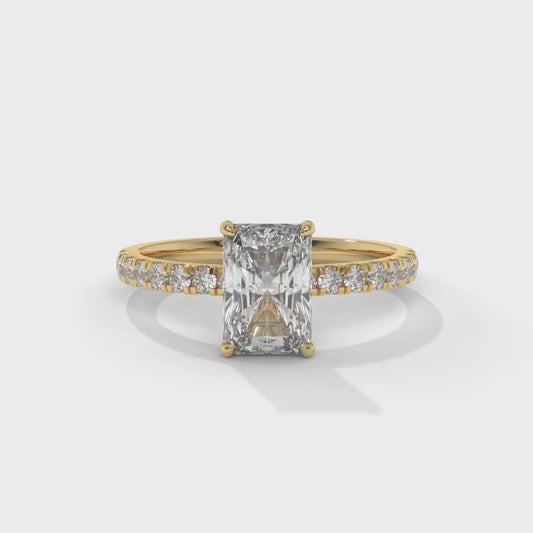 1.80 CTW Radiant Lab-Grown Diamond Engagement Ring – 1.50 CT E VVS2 Center with Round Accents, 14K Gold