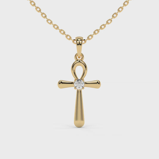 0.04 CTW Egyptian Ankh Lab-Grown Diamond Pendant in 14K / 18K Gold Options