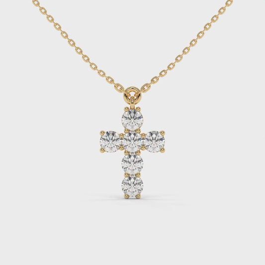 1 CTW Classic Round Lab-Grown Diamond Cross Pendant in 14K / 18K Gold Options