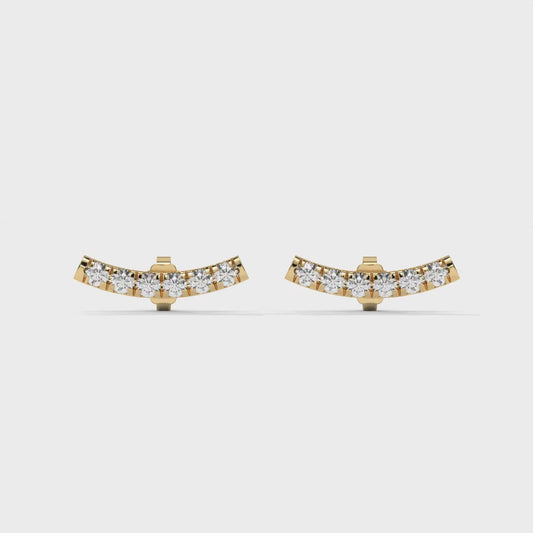 Curved Bar Lab-Grown Diamond Pave-Set Stud Earrings – E–F VS1/VS2, 14K / 18K Gold Options