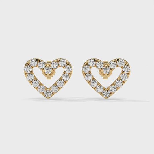 Heart Lab-Grown Diamond Pave-Set Stud Earrings – E–F VS1/VS2, 14K / 18K Gold Options
