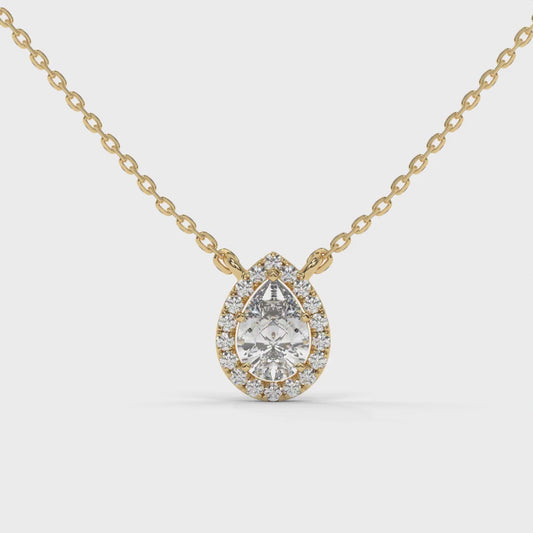 0.6 CTW Pear & Round Teardrop Lab-Grown Diamond Necklace in 14K/ 18K Gold Options